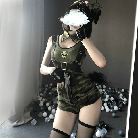 Costume de soldat de l'armée pour fille, uniforme de Cosplay, uniforme de Cosplay, robe de Lingerie Sexy pour la fête d'halloween ► Photo 1/6