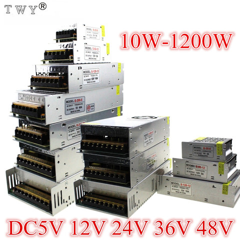 Transformateur d'éclairage 36 48 V, alimentation DC 5V 12V 24V 3a 5a 10a 15a 20a 30a 80a, bande lumineuse ► Photo 1/6