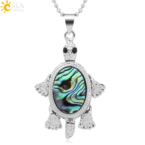 CSJA – collier pendentif en coquillage d'ormeau naturel coloré pour hommes et femmes, pendentif tortue de mer, mignon, Animal, bijoux G277 ► Photo 1/6