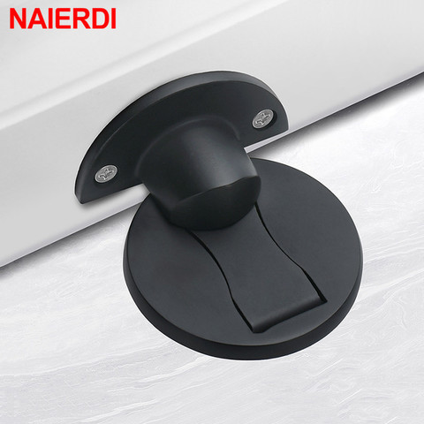 NAIERDI – butée de porte magnétique en acier inoxydable 304, supports cachés, loquet de sol pour toilettes, quincaillerie de meubles ► Photo 1/6