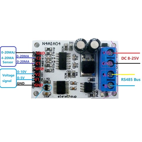 Module d'acquisition de Signal de tension de cc 12V 4-20mA 0-5V 0-10V RS485 Modbus RTU pour des Instruments de mesure d'émetteur de courant de PLC ► Photo 1/6