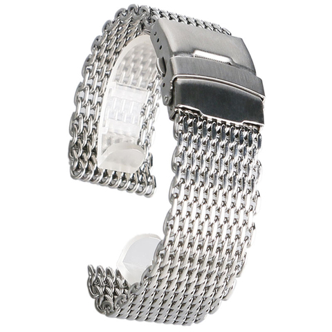 Bracelet de rechange en acier inoxydable, maille de requin milanais, 18/20/22/24mm ► Photo 1/6