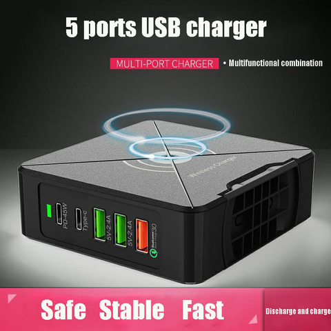 Voyage Maison 75W PD De Type C Avec Adaptateur De Courant Pour Ordinateur Portable Support Rotatif de Téléphone Portable Multi-port USB CHARGEUR Rapide ► Photo 1/6