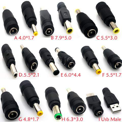 Alimentation cc commune mâle vers femelle, 1 pièce, 6.5x4.4/3.0x1, 7/1.1*5.5/2.5*5.5/usb vers 2.1 x adaptateur pour ordinateur portable, connecteur ► Photo 1/6