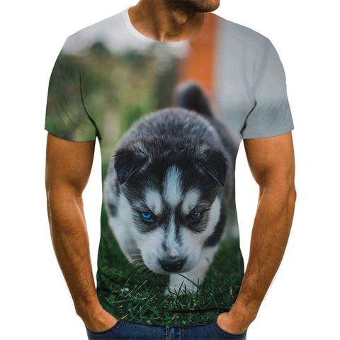 T-shirt col rond pour hommes, streetwear, décontracté et à la mode, motif de chien drôle créatif, grande taille, été ► Photo 1/6