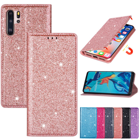 Étui de luxe à paillettes pour Huawei P40 P30 P20 Mate 30 20 10 Lite Pro P Smart 2022 Y7 Y6 2022 portefeuille en cuir mince ► Photo 1/6