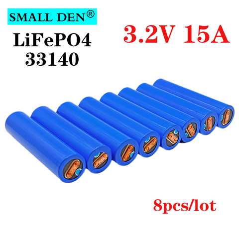 8 pcs/Lot 33140 3.2v 15Ah lifepo4 batterie 3.2V cellules bricolage 12v 4S 24V 36V ebike scooter électrique Tricycle outils électriques batterie pack ► Photo 1/1