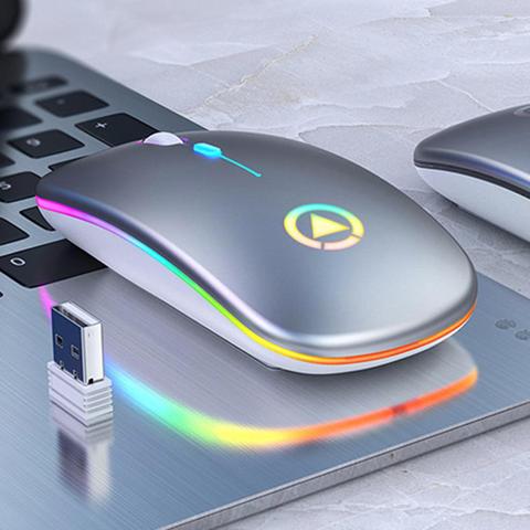 Souris ergonomique sans fil rechargeable silencieuse LED rétro