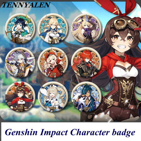 Accessoires de Cosplay de Genshin Impact, accessoires de projet d'anime, Badge de personnage ambre Albedo Klee, Logo Zhongli, cadeaux pour enfants, 2022 ► Photo 1/6