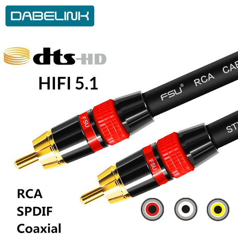Câble Audio numérique Coaxial SPDIF câble RCA Audio stéréo Premium Rca vers Rca haut-parleur mâle Hifi caisson de basses câble AV TV 1m 2m 3m 5m ► Photo 1/6