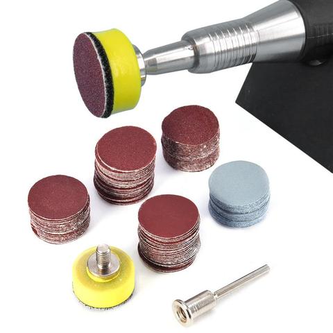 101 pièces ensemble 1 pouce/25mm disque de ponçage, 100-3000 grains papiers de verre avec ponceuse support pour perceuse meuleuse outils rotatifs ► Photo 1/6