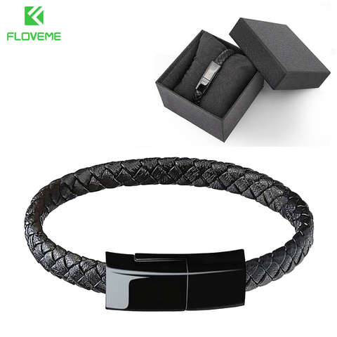 FLOVEME – Bracelet de chargement Portable en cuir, câble Micro USB type-c 2.0, pour iPhone 12 11 X XR 8 Xiaomi ► Photo 1/6