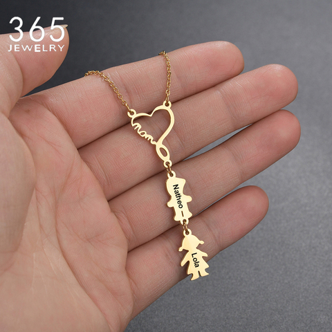 Pendentif en acier inoxydable pour maman garçon et fille, collier personnalisé avec plaque de nom, bijoux à graver nom pour enfants, cadeau d'anniversaire ► Photo 1/6