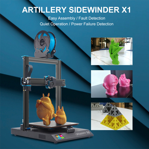 Artillerie Sidewinder SW-X1 imprimante 3D V4 plus récent modèle 95% pré-assemblé bouton de réinitialisation double axe Z Ultra-silencieux impression ► Photo 1/6