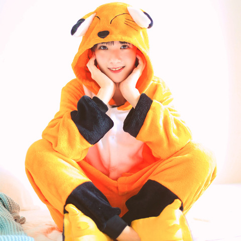 Pyjama chaud en flanelle, en renard, à manches longues, à capuche, pour adultes, une pièce, ensemble animal, kegurumi onsie ► Photo 1/4