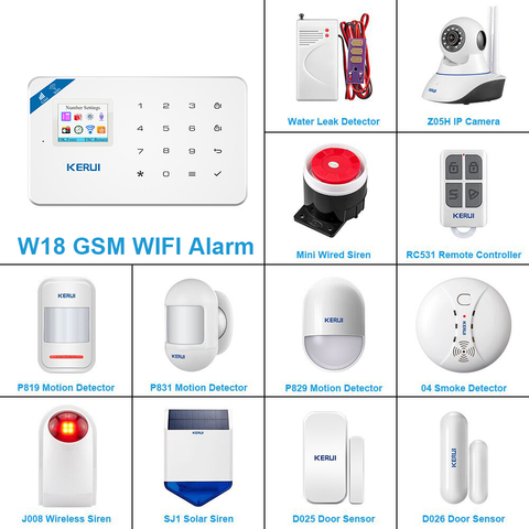 KERUI – Kit système d'alarme de sécurité domestique sans fil W18, wi-fi, GSM, capteur de mouvement, bugle, Option russe, français, espagnol, anglais ► Photo 1/6