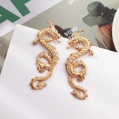 Boucles d'oreilles Dragon chinois Vintage pour femmes, Punk, personnalité, animaux, Totem, bijoux cadeau ► Photo 1/6