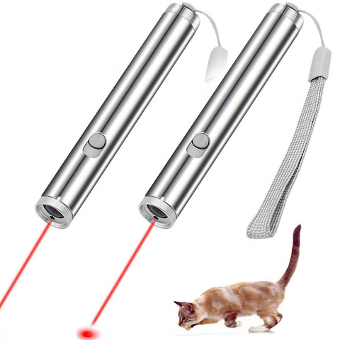 Stylo Laser rouge multifonctionnel 2 en 1, Mini pointeur de lumière à lampe de poche Led faisceaux, jouets interactifs, outil d'entraînement pour chat, pour animaux de compagnie ► Photo 1/5