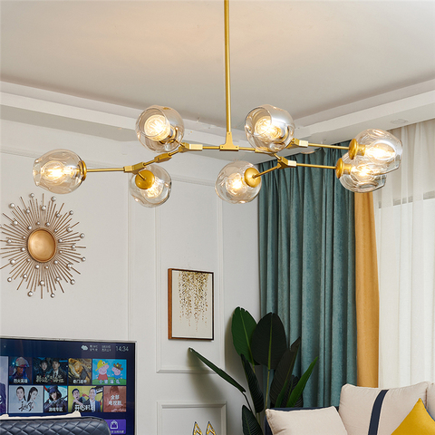 Moderne Led lustres pour salon nordique LOFT métal intérieur décor verre boule chambre éclairage salle à manger barre escaliers suspendus lampe ► Photo 1/6