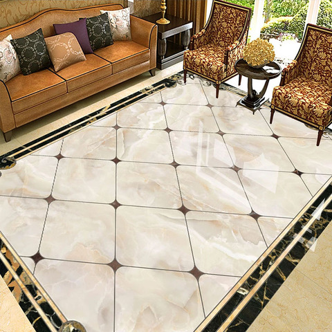 Moderne Simple marbre géométrique plancher papier peint 3D carrelage Mural salon hôtel autocollant PVC auto-adhésif étanche Mural ► Photo 1/6