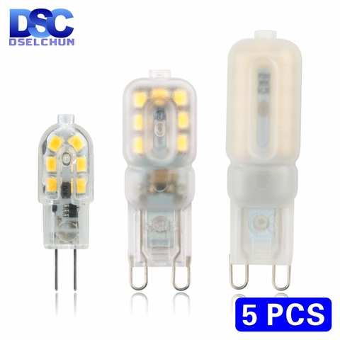 Ampoules LED au projecteur, lumière de remplacement halogène, 3/5W G4 G9, AC 220V DC 12V, 5 pièces/lot, SMD2835 ► Photo 1/6