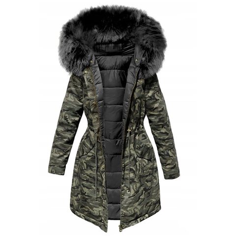 Veste d'hiver à capuche pour femme, Parka ample avec col en fourrure, vestes rembourrées en coton ► Photo 1/6