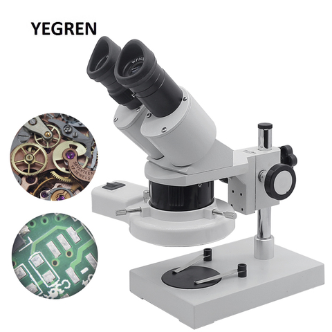 Microscope stéréo binoculaire industriel éclairé 10X-20X-30X-40X, oculaire WF10X pour la réparation des montres, Inspection des PCB ► Photo 1/6