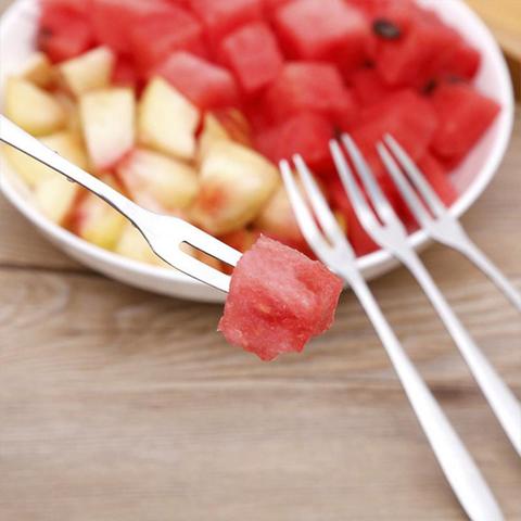 Fourchette à fruits en acier inoxydable, vaisselle exquise fourchette à fruits fourchette à fruits fête d'anniversaire gâteau salade de fruits Dessert fourchette de cuisine petite vaisselle ► Photo 1/6
