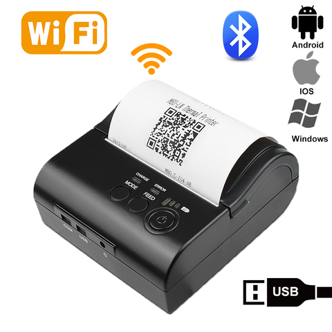 Mini imprimante portable portable 80mm, bluetooth, wi-fi, impression de tickets de caisse, pour Android, iOS, Windows, POS ► Photo 1/6