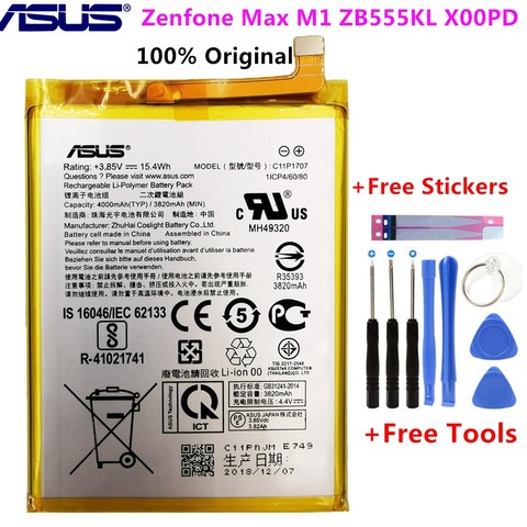 Batterie 100% originale pour ASUS C11P1707, pour Zenfone Max M1 ZB555KL X00PD, 4040mAh, haute capacité, outils gratuits ► Photo 1/5