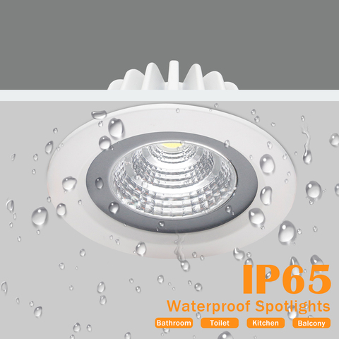 Spot lumineux Led encastrable pour le plafond avec technologie COB, imperméable conforme à la norme Ip65, éclairage d'intérieur, idéal pour une salle de bains, un balcon ou des toilettes, 5/7/12W ► Photo 1/6