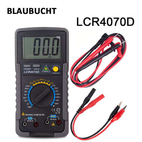 Blaubukt – testeur de capacité, LCR4070D LCD rétro-éclairé, multimètre mesure de Diode avec embouts de câble de Test ► Photo 1/6