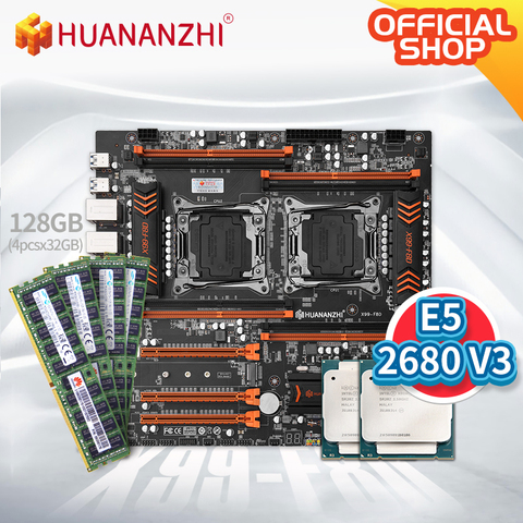 HUANANZHI – carte mère X99 F8D, Intel Dual avec Intel XEON E5 2680 V3 * 2 avec 4x32 go de mémoire DDR4 RECC, kit combo de mémoire NVME USB 3.0 ► Photo 1/1