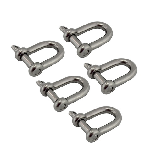 5 pièces D manille avec broche à vis acier inoxydable 304 robuste 4mm 5mm 6mm 8mm 10mm pour chaînes Wirerope levage Camping Bracelets ► Photo 1/6