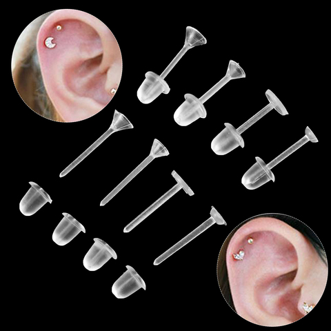 100 paires de boucles d'oreilles en plastique et dos épingles à oreilles transparentes et dos en caoutchouc de Silicone boucles d'oreilles pour hommes femmes ► Photo 1/6