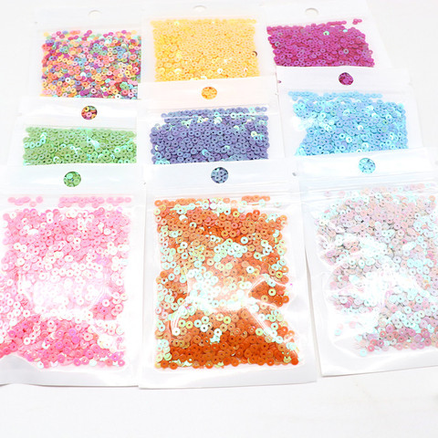 10g de paillettes de couleur Pure en Pvc, plates et rondes, accessoires de broderie en tissu artisanal pour femmes, 3mm 4mm 5mm 6mm ► Photo 1/6