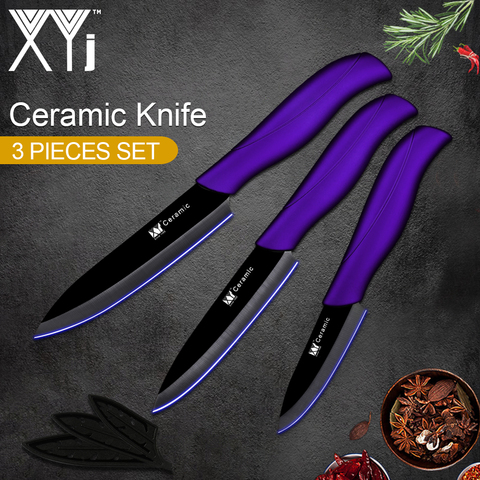 XYj ensemble de couteaux de cuisine en céramique, ensemble de couteaux de cuisine en céramique léger, outils de couteaux de cuisine 3 