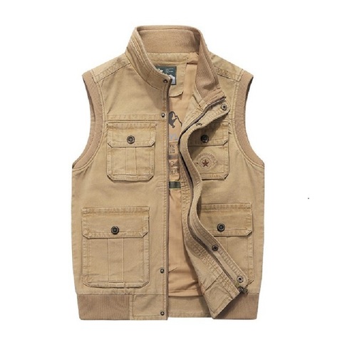 Gilet sans manches en coton pour homme, vêtement de marque, décontracté, multi-poches, grande taille 6XL, 7XL, 8XL, collection automne ► Photo 1/6