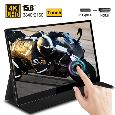 15.6 écran tactile 4K USB type-c portable moniteur écran LED affichage pour Huawei Samsung téléphone ordinateur portable jeu tactile moniteur HDMI ► Photo 1/6