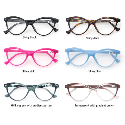 Lunettes de lecture femmes oeil de chat Vintage mode lunettes Cateye rétro clair lentille dames ultraléger dioptrie 1.25 1.5 1.75 2.25 2.5 ► Photo 1/6