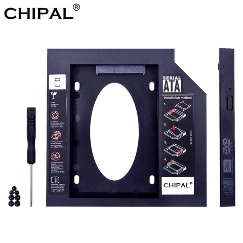 CHIPAL universel 2nd HDD Caddy 12.7mm 9.5mm 9mm SATA 3.0 pour 2.5 ''boîtier SSD disque dur HD boîtier pour ordinateur portable CD DVD ROM ► Photo 1/6