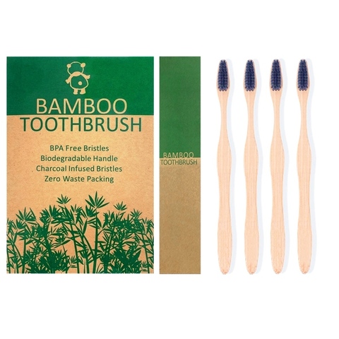 Brosse à dents zéro déchet de voyage en bambou, outil à poils écologiques, naturel, biodégradable ► Photo 1/6