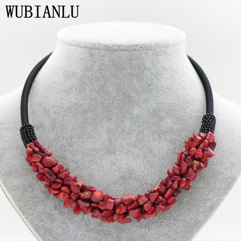 WUBIANLU-collier coquillage pour femmes, 13 styles, corail rouge, Fluorite, cristal, bijoux bohémien T160 ► Photo 1/6