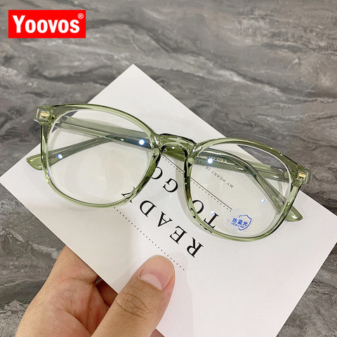 Yoovos lunettes rondes cadre femmes Anti lumière bleue lunettes pour femmes concepteur optique lunettes montures rétro clair lunettes hommes ► Photo 1/6