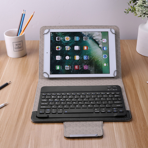 Clavier sans fil pratique multifonctionnel de Bluetooth de Texture classique pour le support de couverture de housse en cuir d'unité centrale de tablette de 9 10 pouces ► Photo 1/6