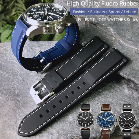 Bracelet en caoutchouc et Silicone pour hommes, 20/21/22mm bracelet de montre, adapté à IWC Pilot, marque Spitfire PORTOFINO, IW377701 IW356501 IW327 ► Photo 1/6