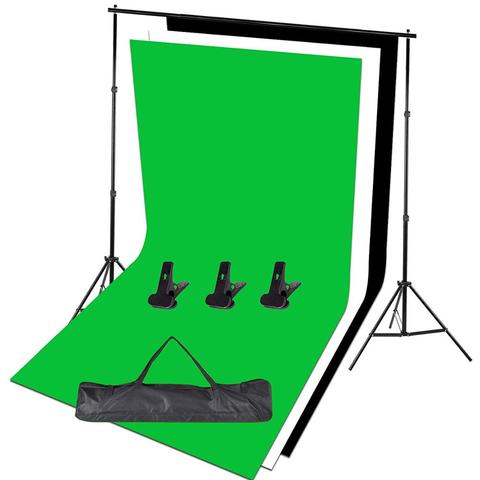 ZUOCHEN Photo Studio noir blanc vert toile de fond Chroma clé écran 2m Kit de support de fond pour la photographie d'intérieur Portrait vidéo ► Photo 1/6