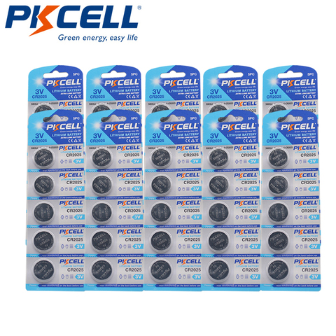 50 Pièces/10Pack PKCELL CR2025 3V Lithium Batterie DL2025 BR2025 ECR2025 CR 2025 Batterie ► Photo 1/6