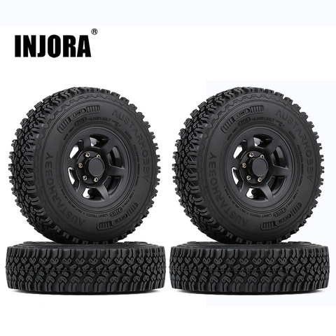 INJORA-pneus à jante en plastique 1.55 perles, pour voiture à chenilles RC Axial, 4 pièces AX90069 D90 TF2 Tamiya CC01 LC70 MST JIMNY ► Photo 1/6