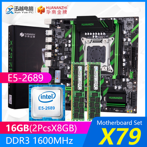 HUANANZHI X79 carte mère ensemble X79-ZD3 REV2.0 M.2 MATX avec Intel Xeon E5-2689 2.6GHz CPU 2*8GB (16GB) DDR3 1600MHz ECC/REG RAM ► Photo 1/6